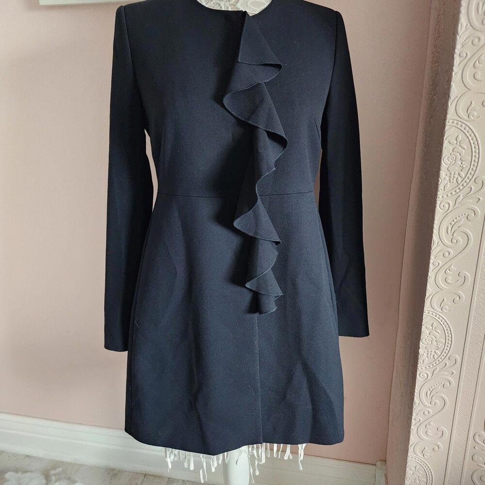 Lknw Navy Zara Basic Long Blazer Jacket Lined Ruf… - image 5